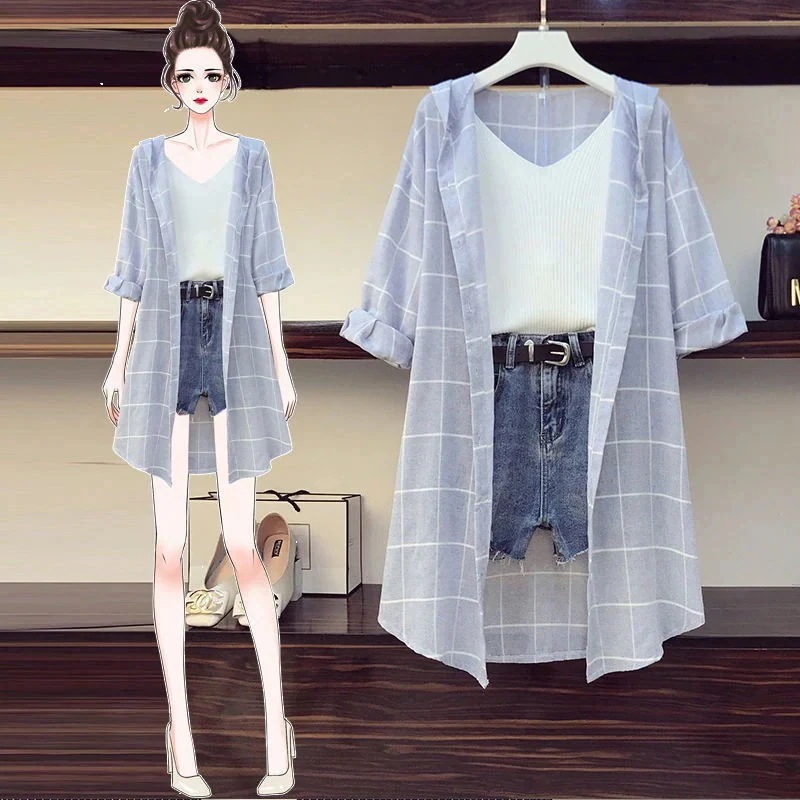 【2枚購入で 2oo円OFF】大きいサイズの婦人服250斤太った妹の春夏スーツ女性の洋風が腹を隠して痩せて見える日焼け止めパンツの2つのセット30%までに制限