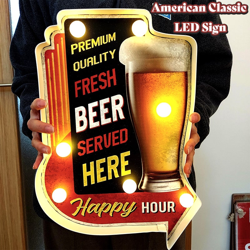 電飾看板 LED Sign ビール アメリカン クラシック FRESH BEER 壁掛け 照明 雑貨 おしゃれ アンティーク お酒 かっこいい 店舗 サインライト インテリア カフェ バー