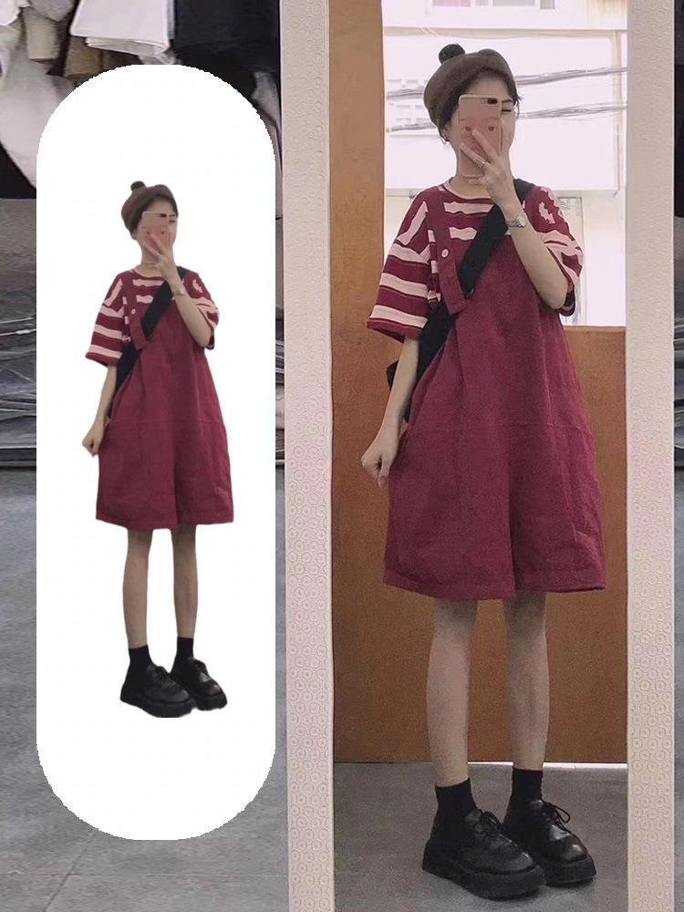 2024新作 サロペット 夏服今週の割引は 25% オフですにリラックス感減齢着やせサロペット 百掛け 着痩せ メガ割