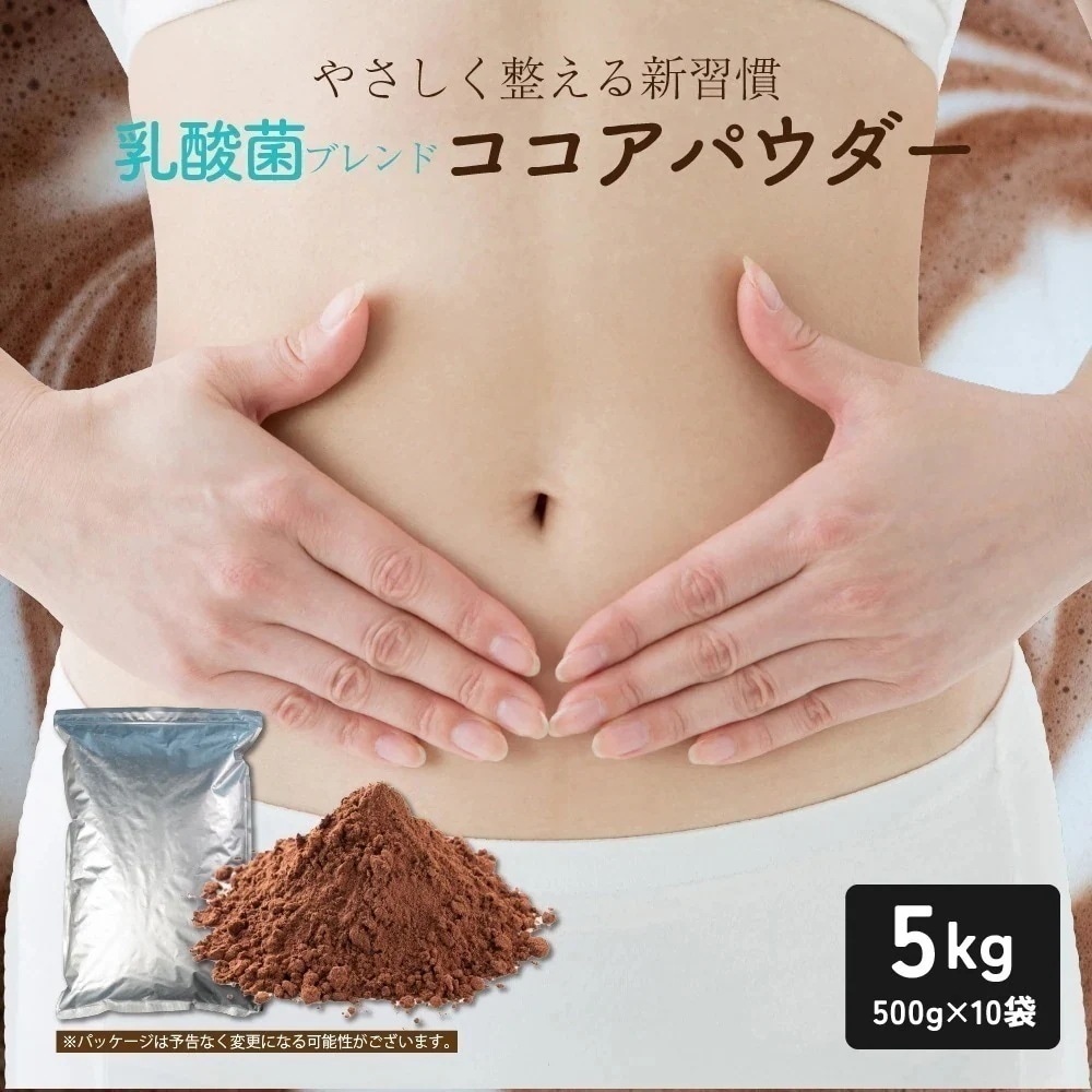 乳酸菌ブレンド ココアパウダー 5kg(500g×10袋) 腸活 乳酸菌 ココア 純ココア 砂糖不使 用 無添加 香料不使用 カカオ