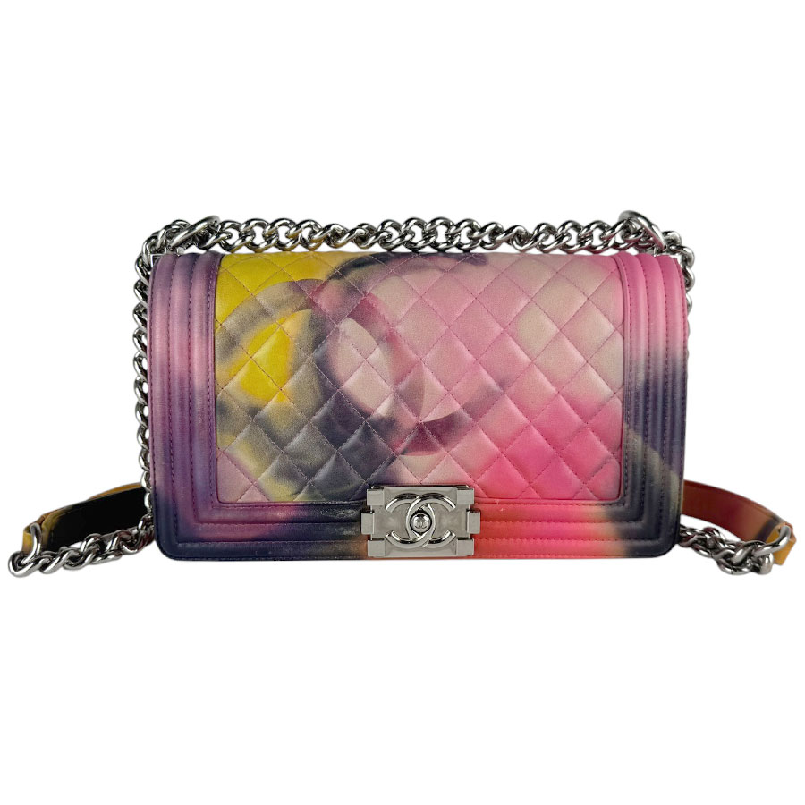 シャネル CHANEL ショルダーバッグ レザー マルチカラー シルバー レディース z10083