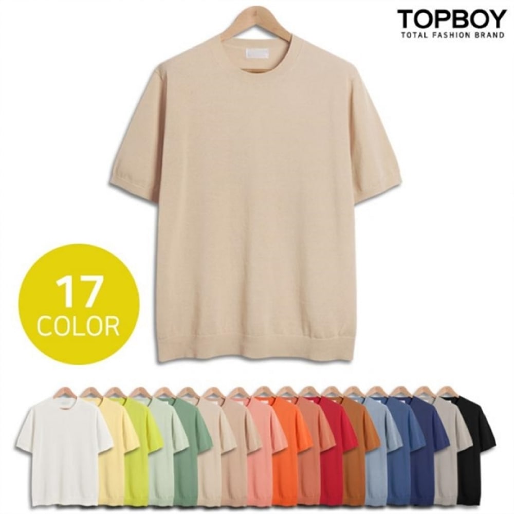 (トップボーイ) メンズコアラウンドクーリングショートスリーブニット (ROM001)