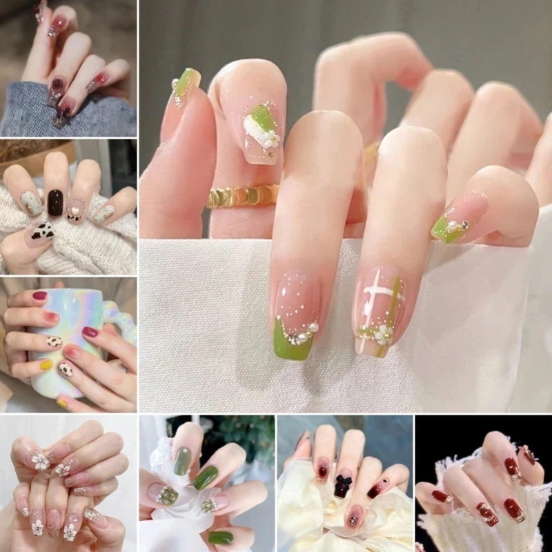 每日更新ネイルチップ つけ爪 短め 韓国 ショート 韓国 ロング 長い 可愛い シンプル ピンク 青 緑 ネイルシール 貼るだけ 成人式 ジェルネイルシール 硬化 ネイル シールキャッ
