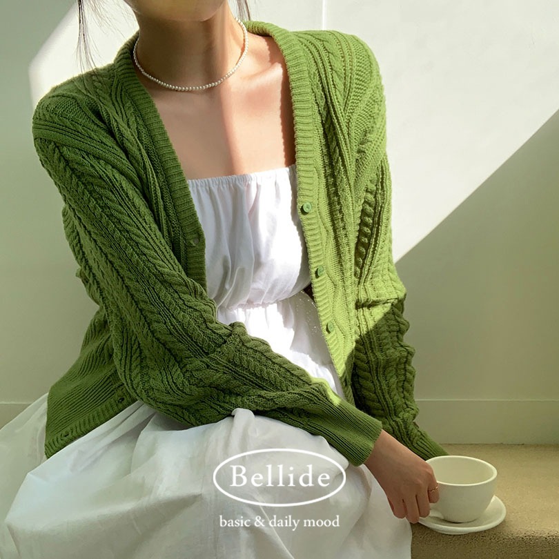 韓国の女性ファッション/ [MADE] 毎日着たいケーブルVネックカーディガン cd1198