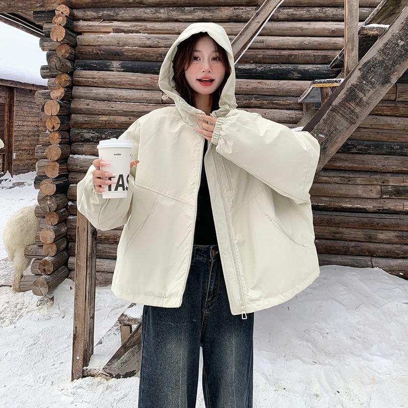 フード付き肥厚ラッシュジャケット綿の服の韓国語版2024新しい緩いカジュアルな防風綿ショートジャケット