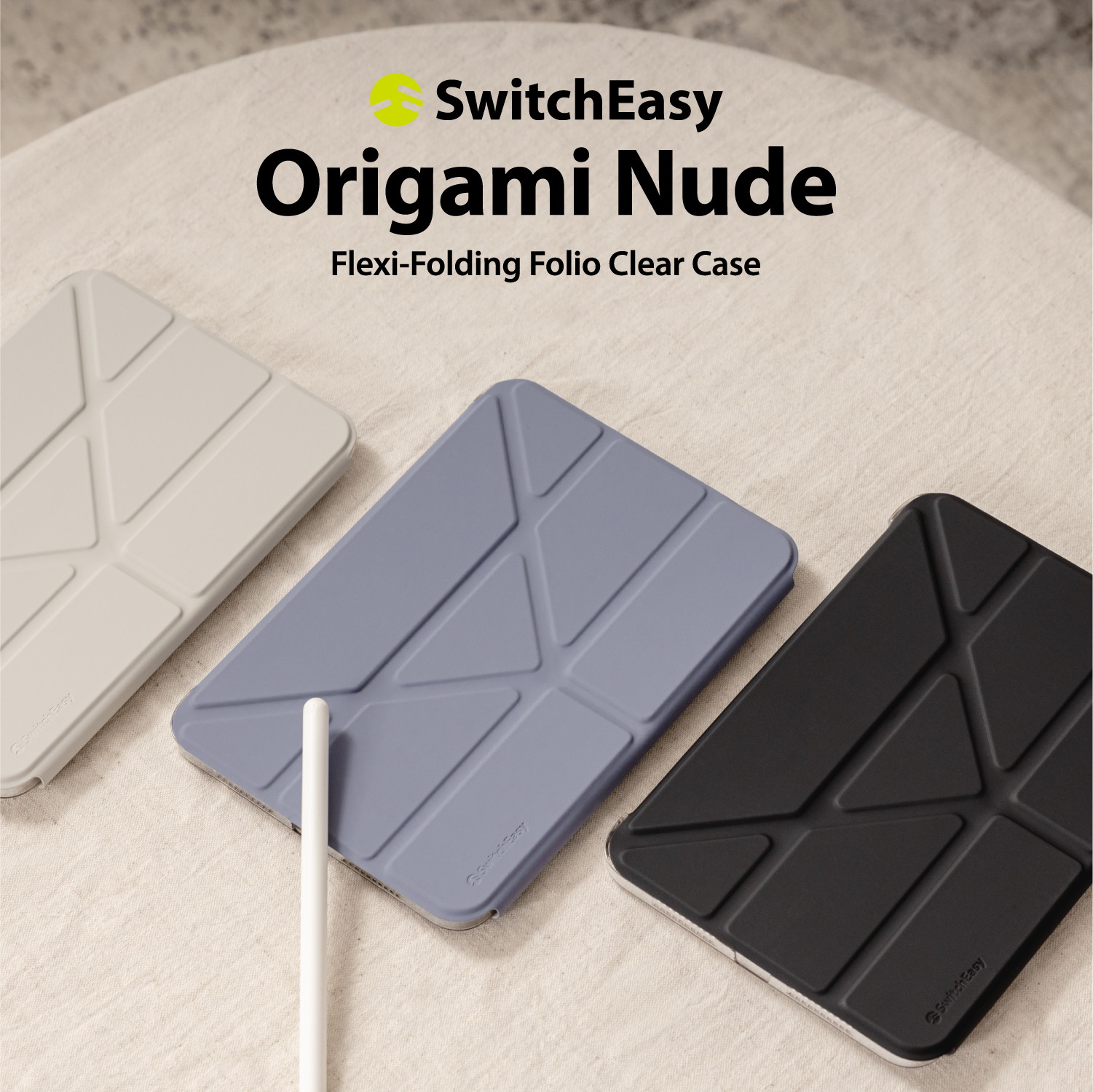 iPad Air 11 M2 M3 iPad Pro 11インチ 対応 ケース 手帳型 背面 クリア 5WAY スタンド 保護 カバー 合成 皮 革 ペン収納 可 Origami Nude 2024