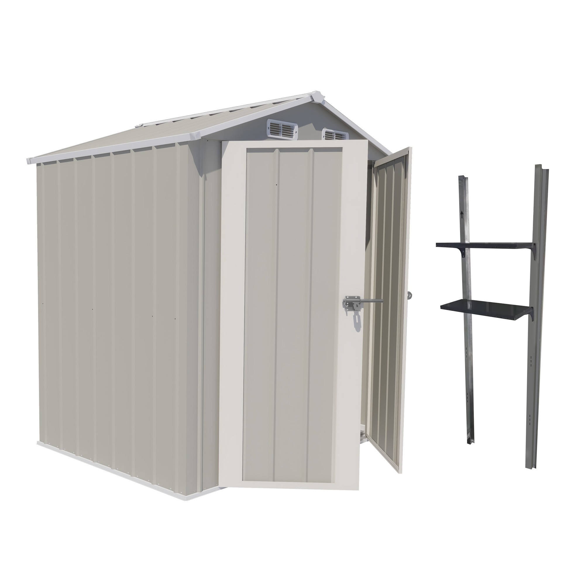 【現地発送.送.料.無.料！】可動棚付き物置 屋外 スチール 倉庫 床材補強フレーム付き 戸外収納庫 幅173*奥行き107*高193 物置き おしゃれ 大型 収納庫 屋外物置 防さび ベランダ 防水