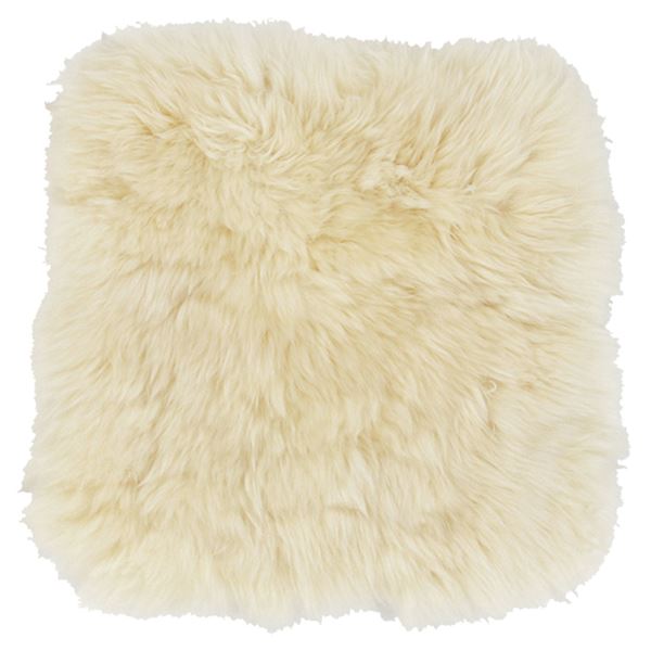 ニュージーランド産 天然ムートン シートクッション 約3838cm ベージュ 正方形 羊毛皮100％ M-511-F リビング