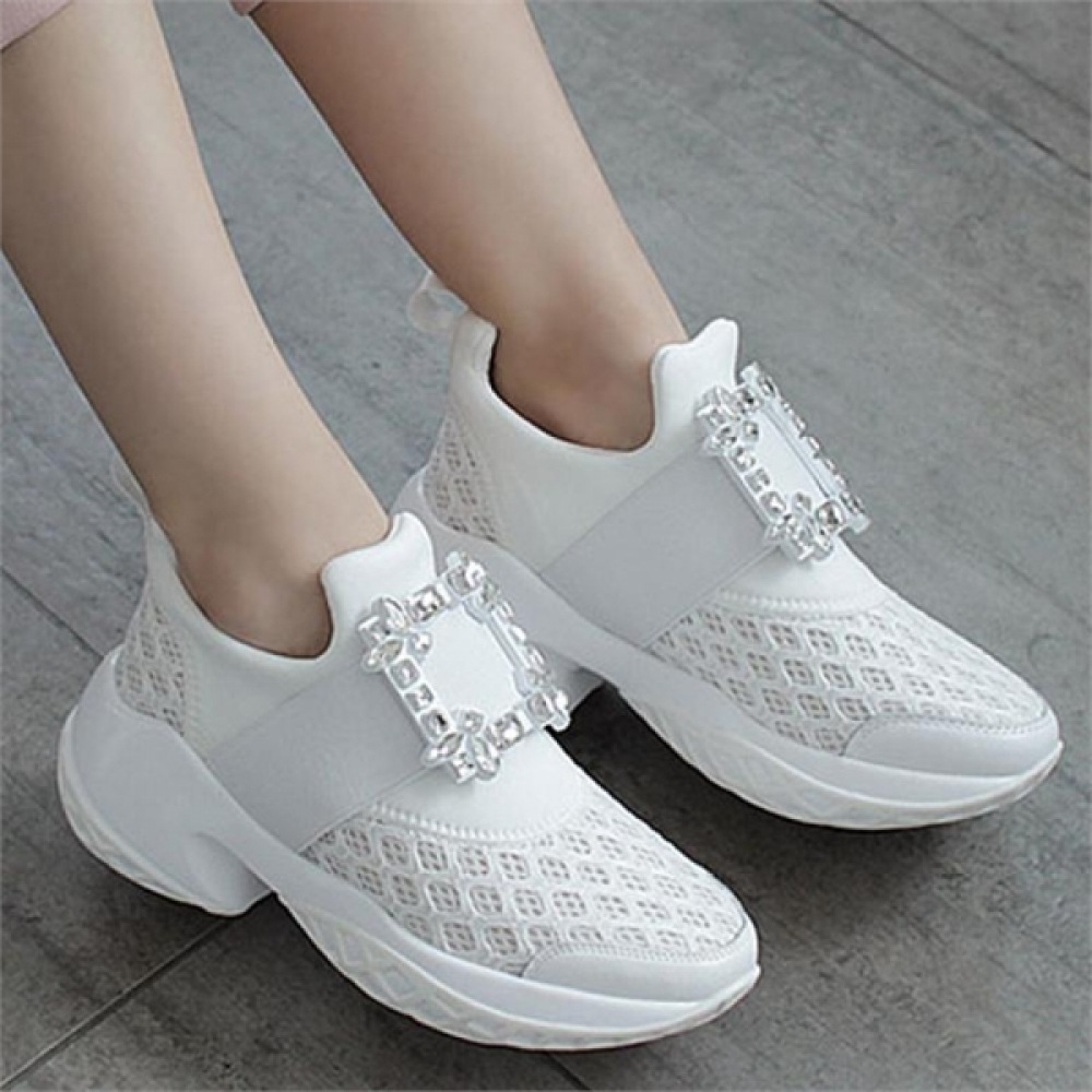 【ニーナズパリ】レザーコンビビッグクリスタルメッシュスニーカー (0K549)