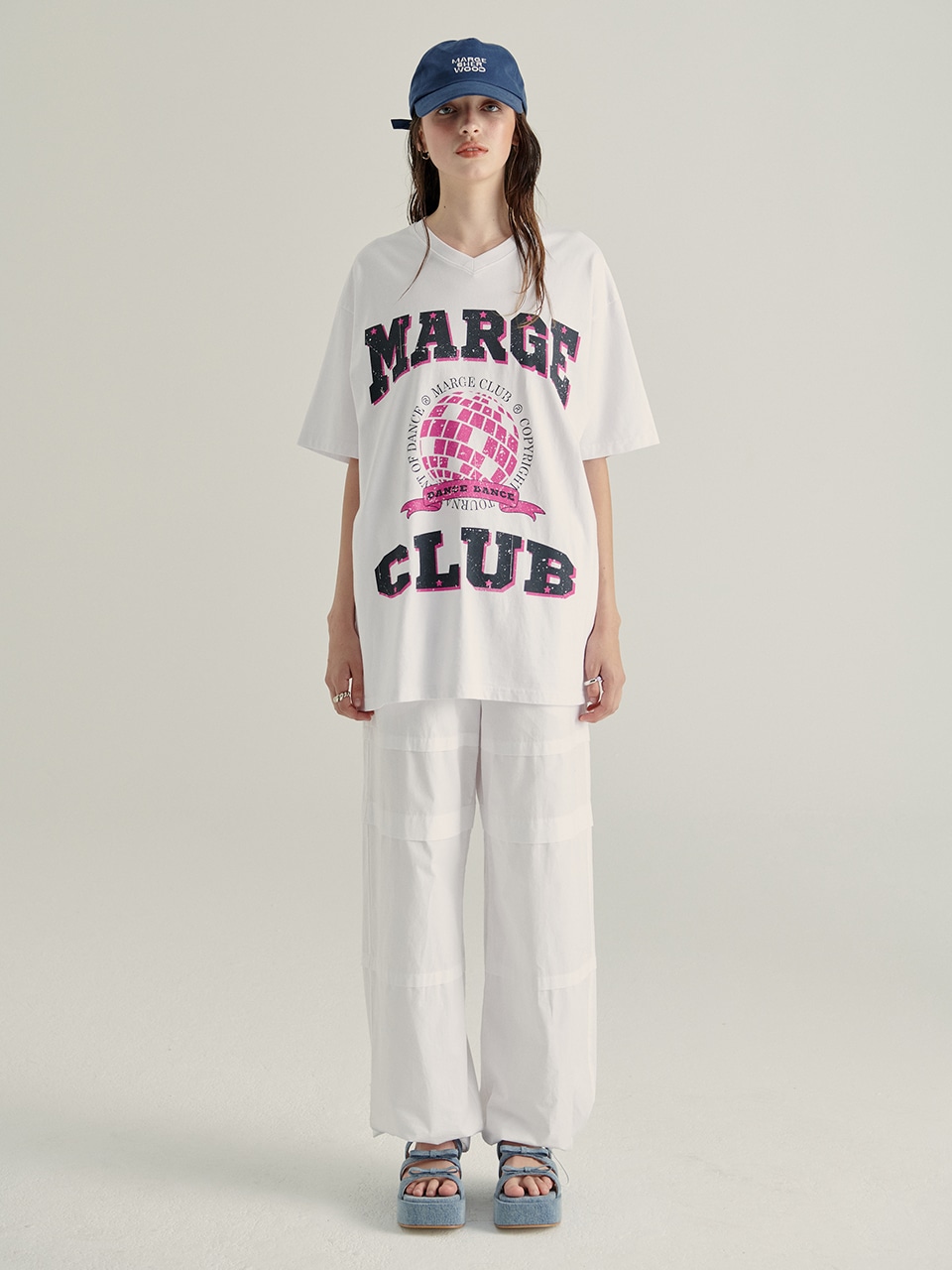 【MARGESHERWOOD】 MIRRORBALL WASHED T-SHIRT : WHITE