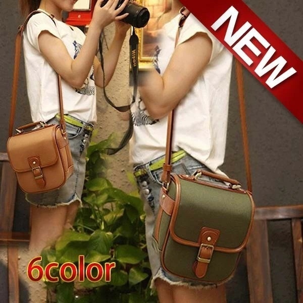 カメラバッグ 一眼レフカメラバッグ カメラショルダーバッグ 多機能 実用的 防水 キャンバス 旅行 一眼レフ おしゃれ アウトドア撮影に適用 男女兼用 PU