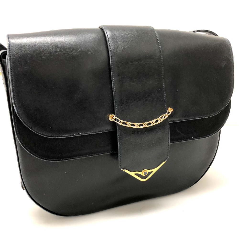 ショルダーバッグ フラップ サファイアライン カバン 斜め掛け レザー ダークネイビー