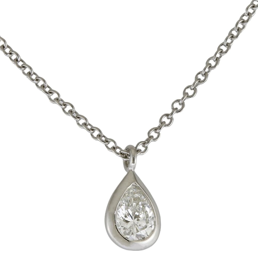 ティファニー バイザヤード ダイヤモンドペアシェイプ ネックレス Pt950プラチナ ダイヤモンド TIFFANY&Co. 中古 美品