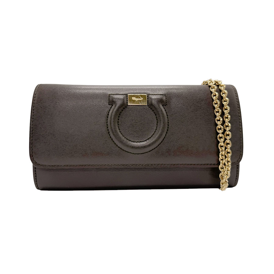 サルヴァトーレフェラガモ Salvatore Ferragamo ウォレットチェーン ガンチーニ レザー/メタル ダークブラウン レディース z3126 26,520円