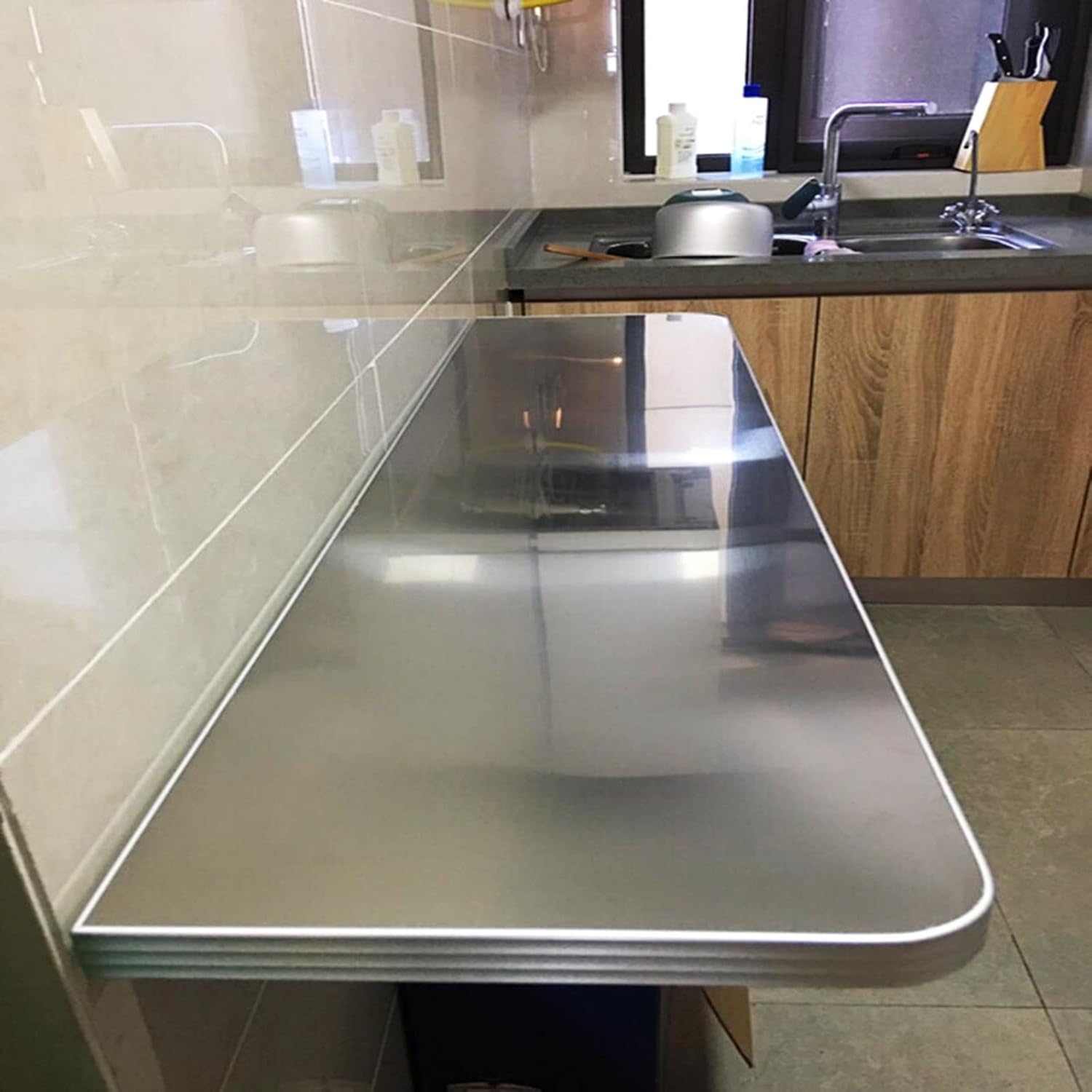 304ステンレススチール製壁掛け折りたたみテーブル - 省スペース折りたたみデスクキッチンランドリールームホームバーダイニングに最適 - 最大220ポンド（31.5インチ×15.7インチ）まで