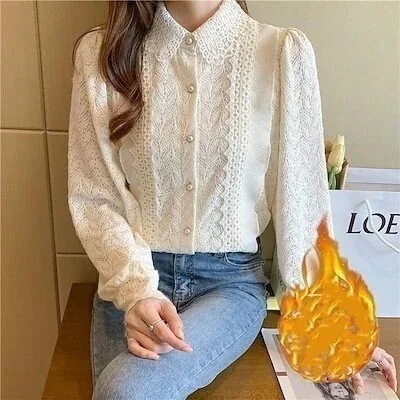 HOT!!!今っぽシアーシャツ 冬でもブラウス 冬でもブラウス長袖ブラウスシャツブラウス韓国ファッションティア