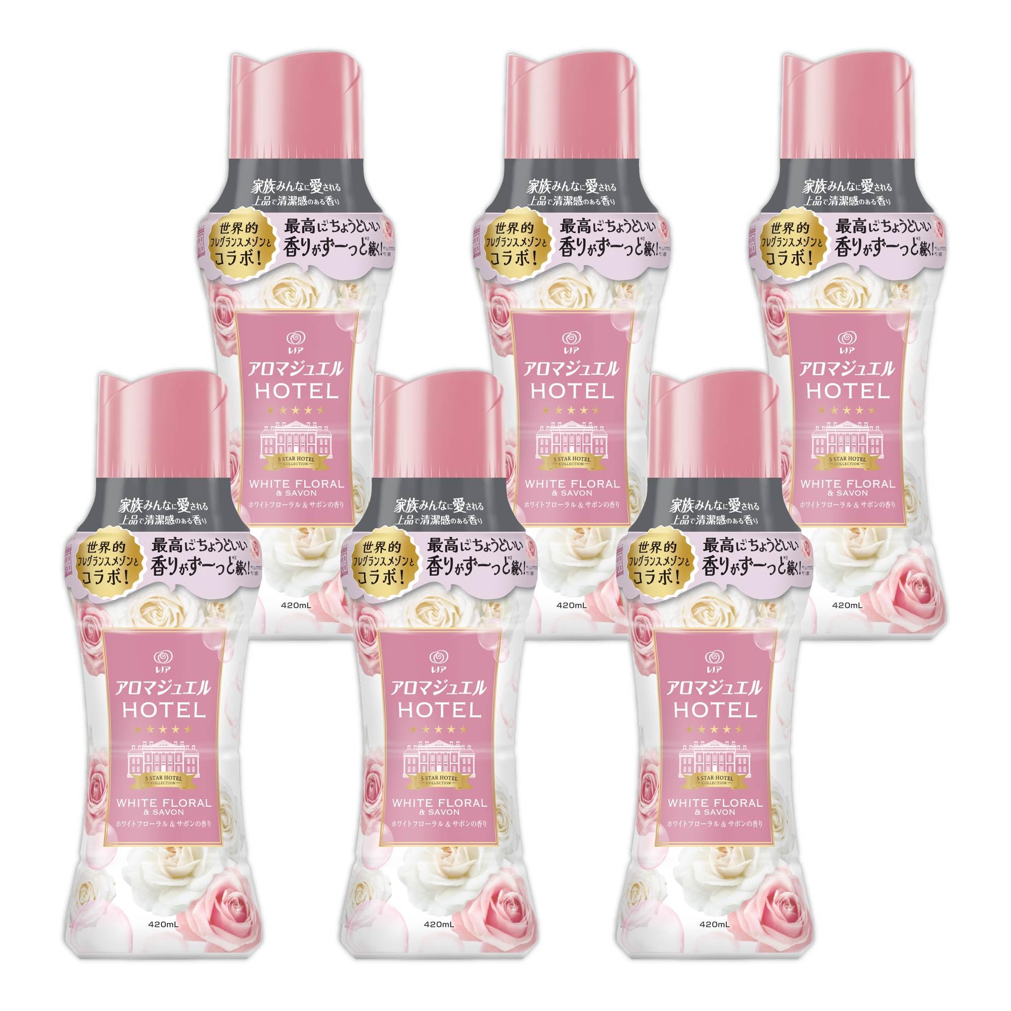レノア アロマジュエル HOTEL お洗濯の香り付けビーズ ホワイトフローラル＆サボンの香り 本体 420mL×6本 [ケース品]
