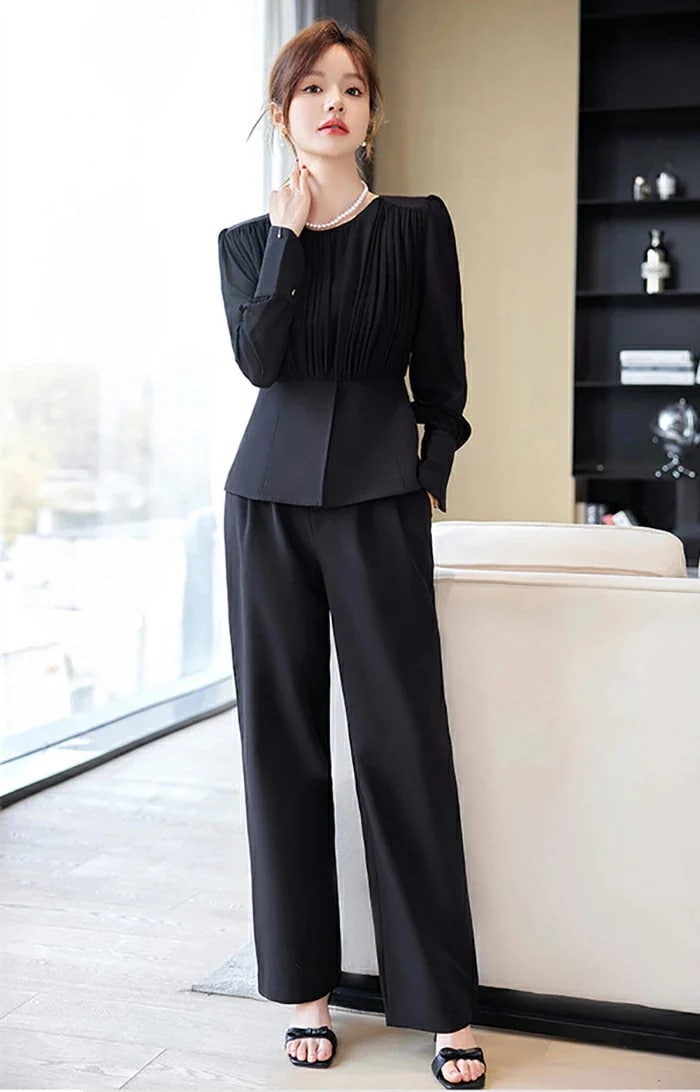 セットアップ レディース きれいめ 2点セット パンツスーツ セレモニー フォーマル シフォン ブラウス シャツ&ワイドパンツ 透け感 上下セット ビジネススーツ キレイめ 入学式 卒業式 入園式 卒 6,854円
