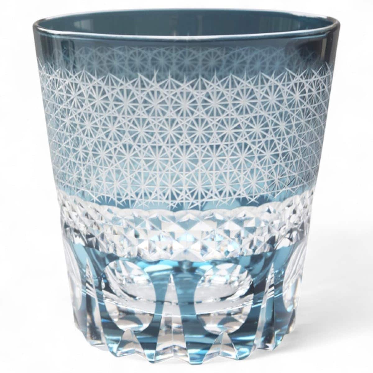 J-kitchens 水影 切子 グラス カップ Φ85xH90mm 260cc 刺し子 インクブルー 底彫あり 美匠 Current Model