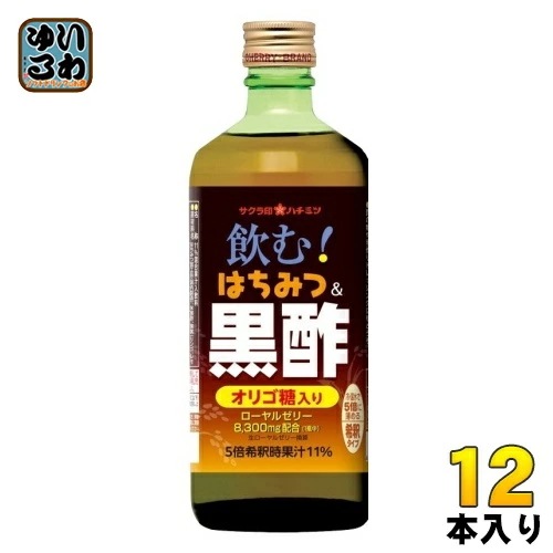 加藤美蜂園 飲む!はちみつ&黒酢 590g 瓶 12本 (6本入×2 まとめ買い) 酢飲料 林檎 檸檬 黒酢飲料