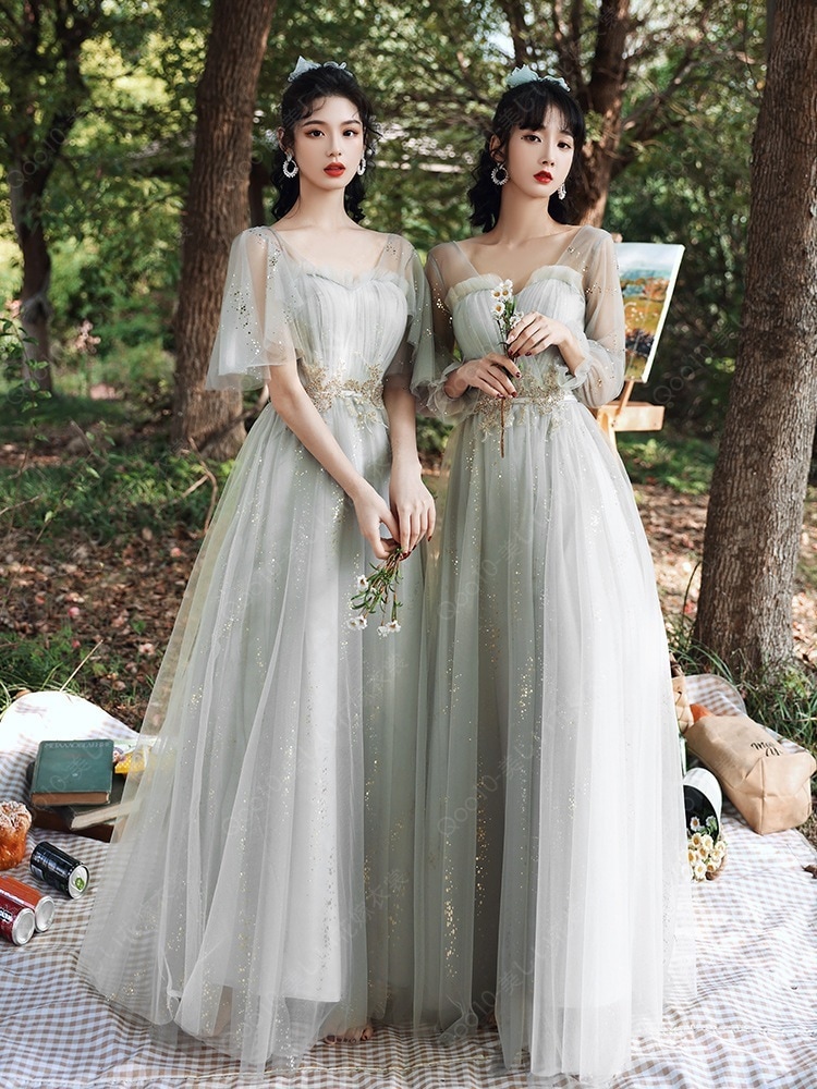 ブライズメイド ドレス ロング 大人 ピアノ 発表会 演奏会 結婚式 母親 ピアノ発表会 袖付き ワンピース 演奏会ドレス 演奏会用ドレス ミモレ丈 二次会 小さいサ-23