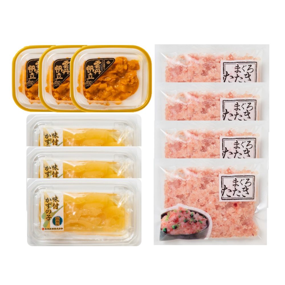 （グルメギフト）うにほたて醤油入/数の子/まぐろたたき 詰合せ セットF