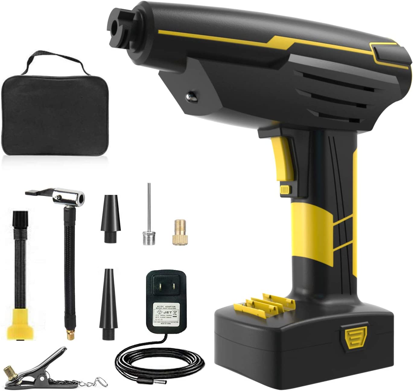 電動コンプレッサー エアポンプ 電動空気入れ 携帯ポンプ 2200mAh LCDデジタル表示 自動停止 コードレス式 持ち運び便利 LEDライト付き 自動車タイヤエアーポンプ ロードバイク/バイク/ボ