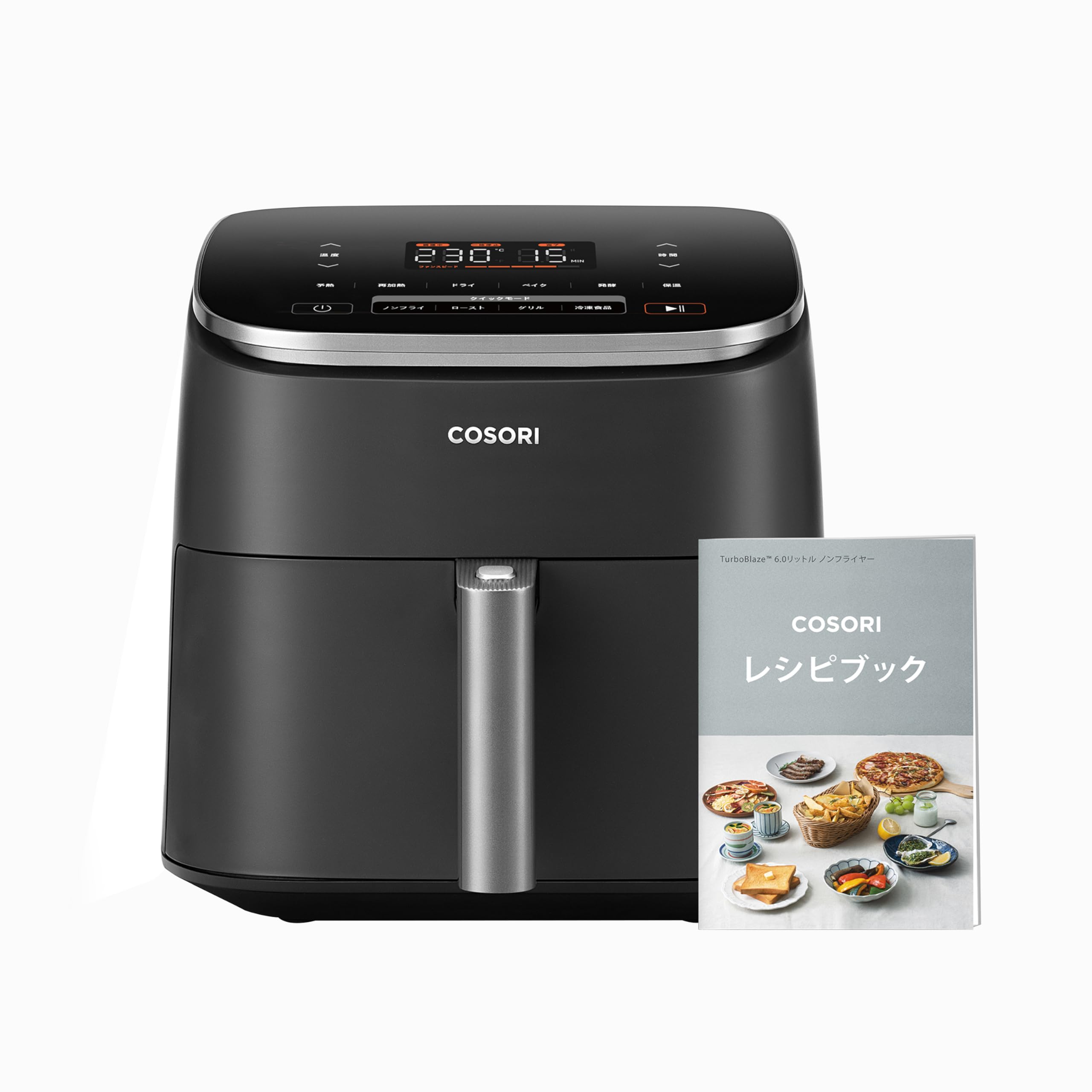 COSORI コソリ ノンフライヤー 6L大容量 家庭用 エアフライヤー DCモーター 高速 最高温230℃ タイマー air fryer 発酵 揚げ物 ポテト 専用レシピ付き ブラック CAF-DC