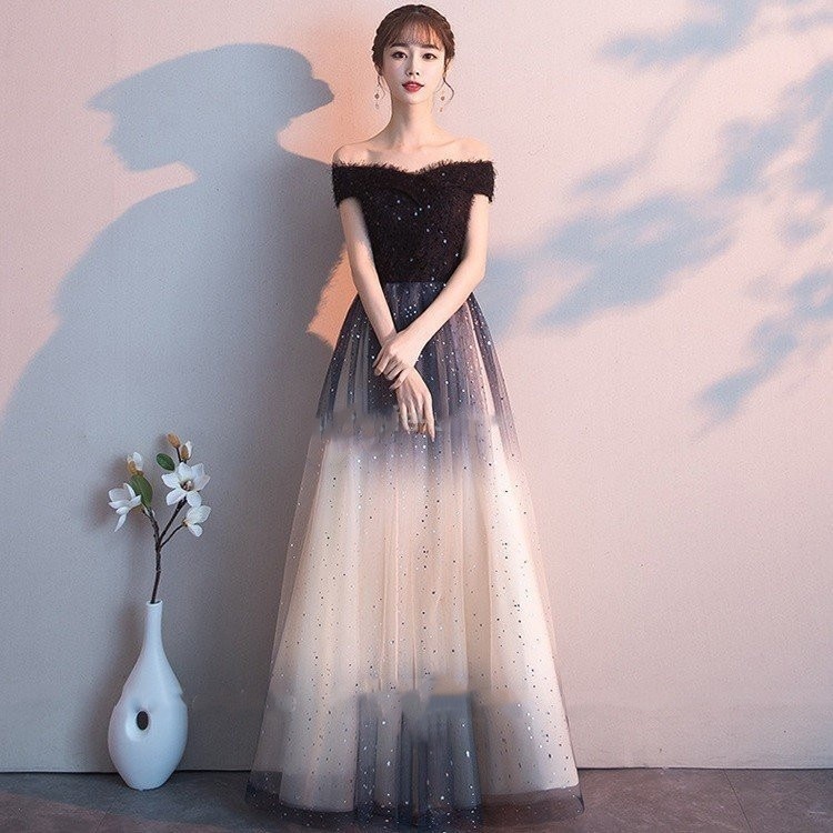 ウェディングドレス キラキラ レディース ボートネック 姫系 グラデーション 結婚式/二次会/成人式