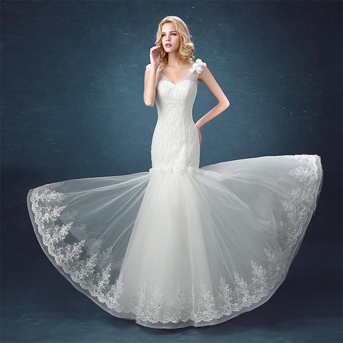 ウェディングドレス マーメイドライン ウエディングドレス 安い 花嫁 ロングドレス 披露宴 マーメイドドレス 二次会 結婚式 バックレス wedding dress