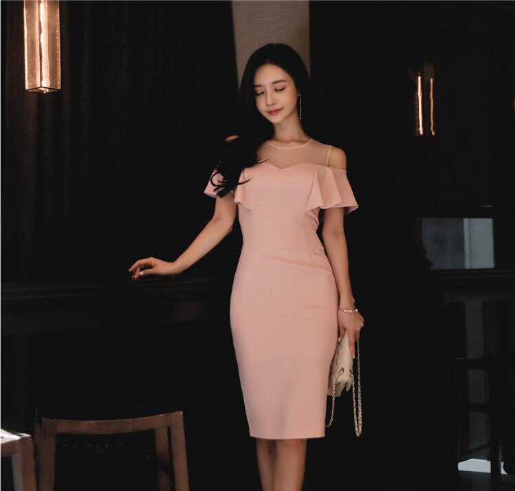 レトロ風 ワンカラー ワンピース 半袖 春 夏 秋 冬 きれいめ カジュアル かわいい ロング フォーマル ワンピドレス ペンシルスカート コクーンスカート タイトスカート 膝丈 ひざ丈 ミディアム丈