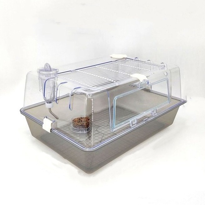 ハムスターケージ ハムスターハウス 飼育かご 広い 透明 アクリル 組立簡単 小屋 大空間 55cm
