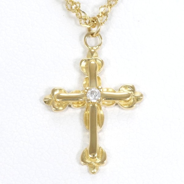 K18 18金 YG イエローゴールド ネックレス ダイヤ 約40cm ジュエリー 中古