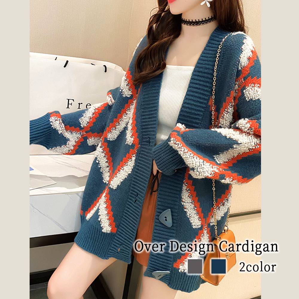 カーディガン レディース オーバーデザインカーディガン ベージュ 黒 長袖 ロング きれいめ 暖かい ゆったり ニット 丸首 ウール 人気 フリース 秋 Vネック ショート丈 大きいサイズ ブラック3