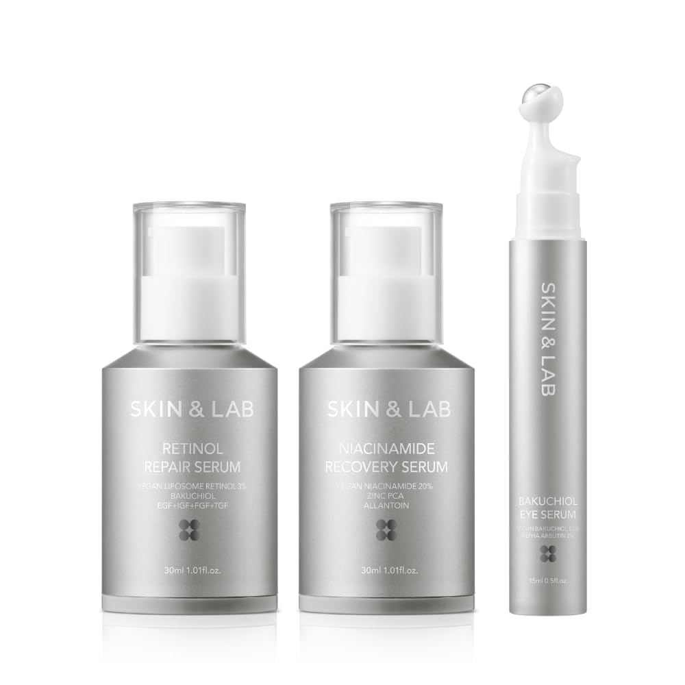 【SKIN&LAB】ヴィーガンケアセットシワケア用レチノールリペアセラムバクチオールアイセラムナイアシンアミドリカバリーセラム付