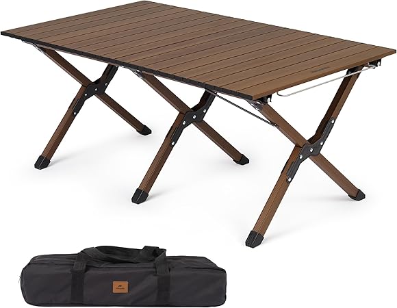 プ アウトドアテーブル ロールトップ アルミ 耐荷重50kg 安定 ローテーブル 組み立て簡単 吊り下げ可能 軽量 コンパクト インテリア キャンプ 登山 コンパクト携帯便利 収