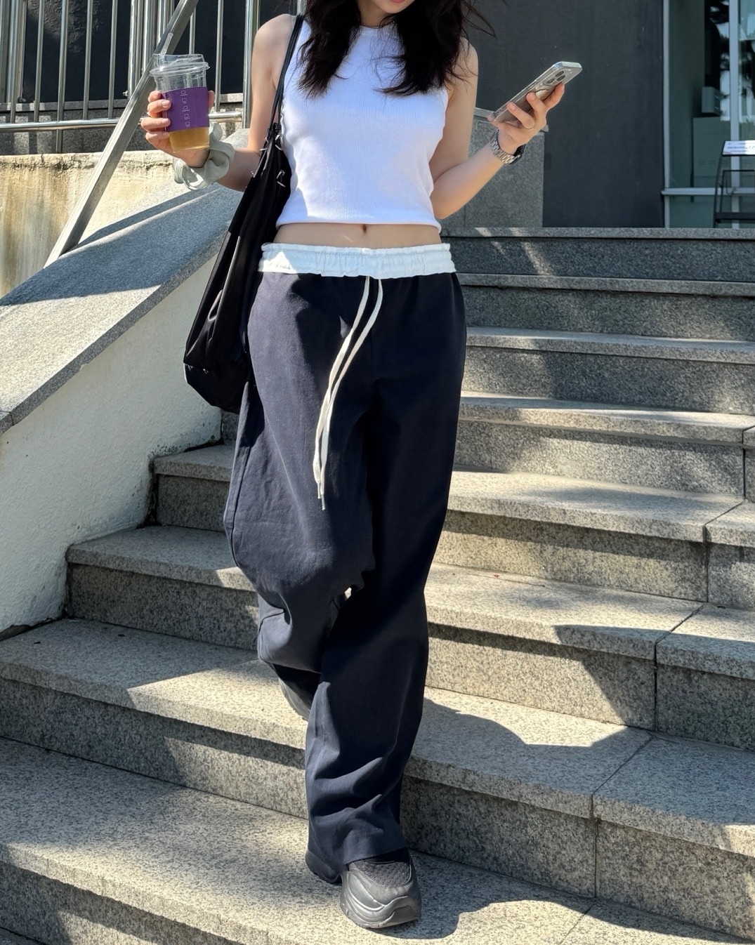 *おすすめします / 配色 ワイド ロング パンツ 2color