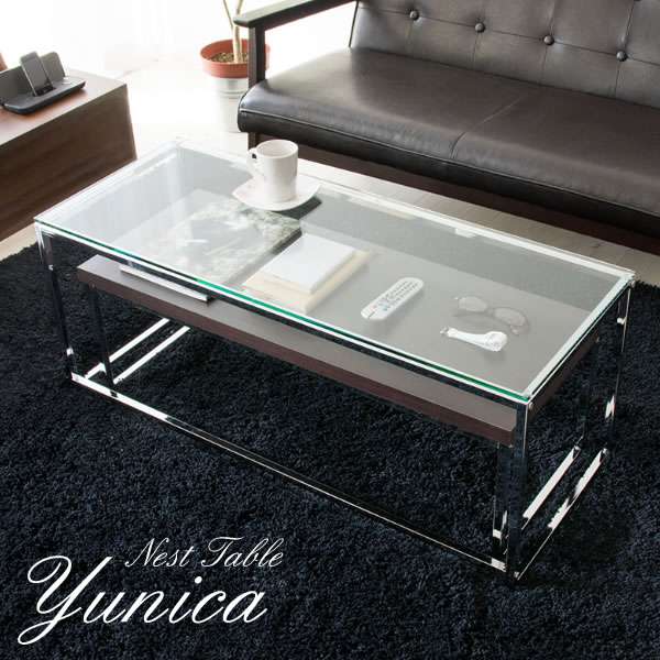 【福袋セール】 ネスト テーブル ロー テーブル ガラス天板 リビング 机 センターテーブル Yunica AR-G テーブル