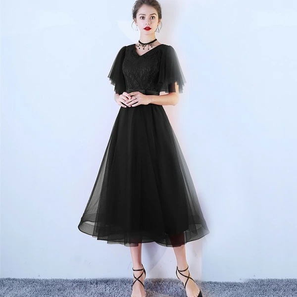 【今季トレンド】レディース ロングドレス パーティードレス 結婚式 ワンピース ドレス 袖あり ミモレ丈 レース 花嫁 お呼ばれ 二次会 卒業式 成人式 謝恩式 食事会 着痩せ 可愛い 大人 上品 黒