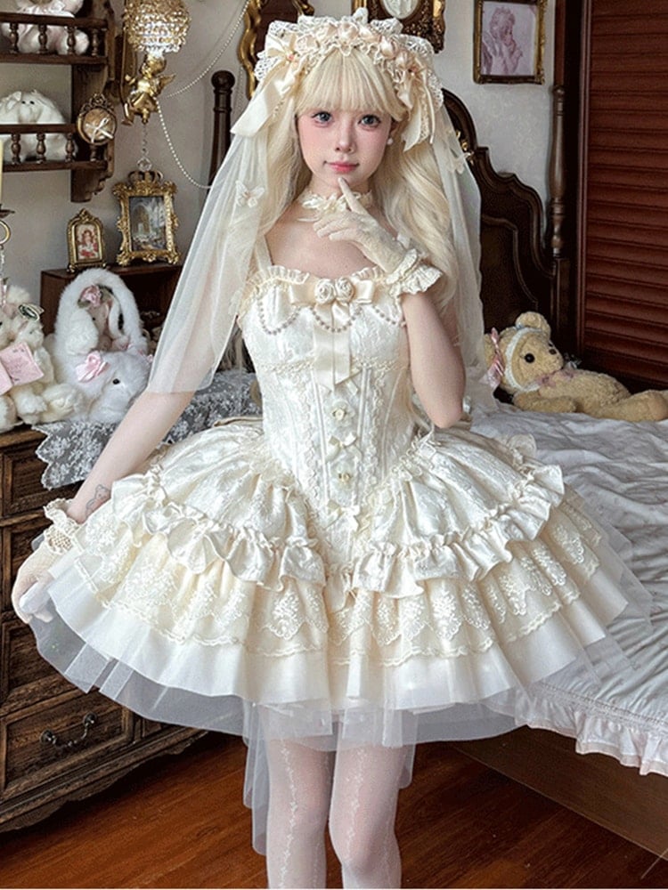 ロリータプリンセスデイリー女性バレエスタイル犬ショートプリンセスドレスロリータドレス夏