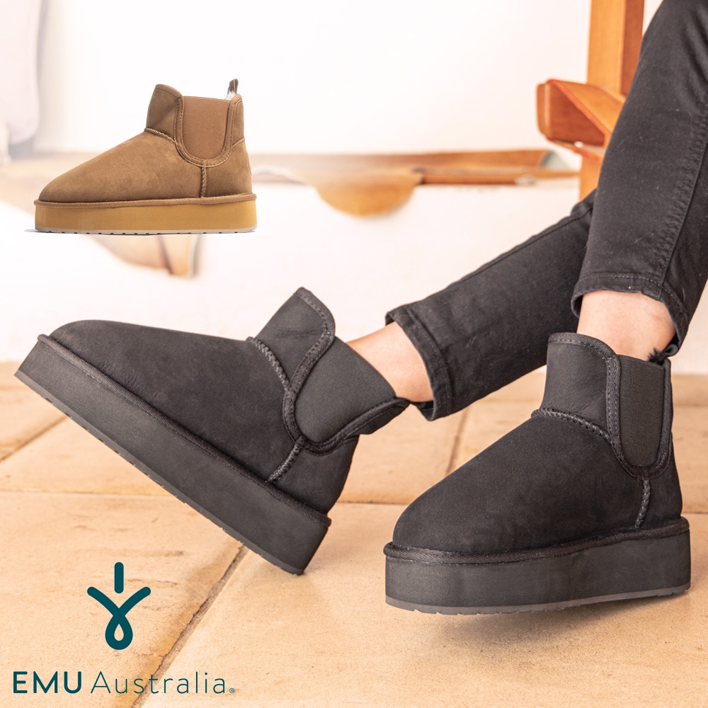 EMU Australia ムートンブーツ レディース スレッシャー フラットフォーム W13086 エミュ オーストラリア 2025秋冬 Thresher Flatform シープスキン サイドゴア 15,464円