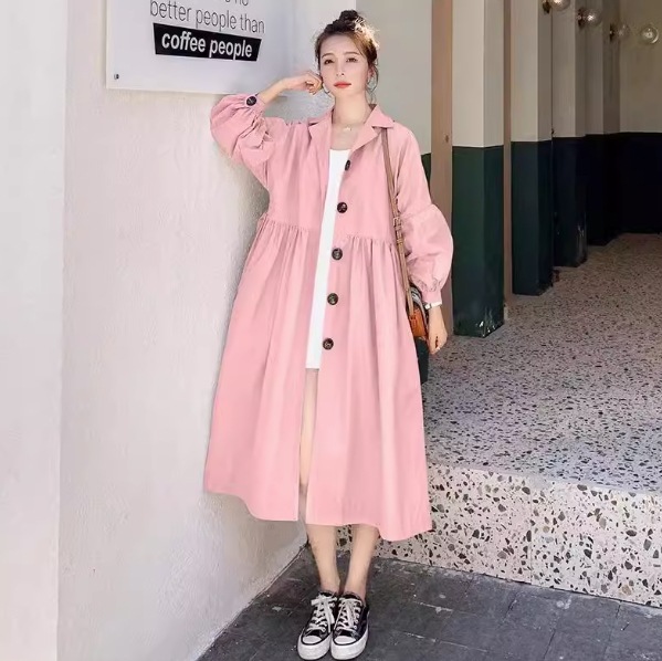 レディース コート ロング 長袖 ボリューム袖 襟付き 開襟 フレア 切り替え ボタン ベルト ウエストマーク かわいい 大人可愛い きれいめ シンプル 上品 おしゃれ かっこいい こなれ感