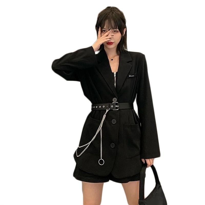 レディース スーツジャケット　春秋服　渋谷系　原宿系　ゆったり アウター カジュアル チェーン付き 5,999円