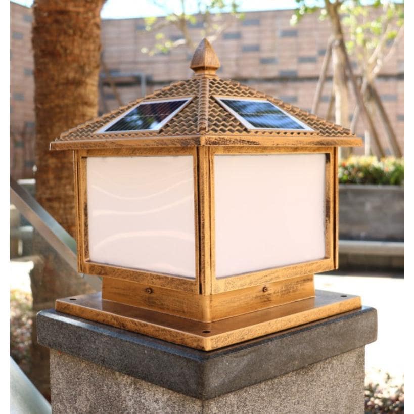 ソーラーライト LED 門柱灯 夜間自動点灯 ソーラー照明 スタンドライト 屋外照明 ガーデン 玄関照明 照明器具 門灯 外灯 レトロ 防雨 高さcm