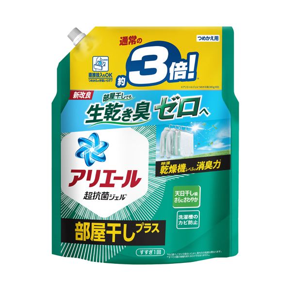 （まとめ） P＆Gアリエールジェル 部屋干しプラス つめかえ用 超ジャンボ 1.15kg 1パック [x5セット]