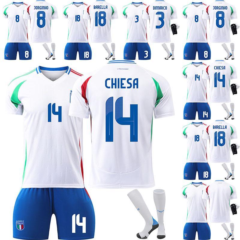 セット 大人 2425イタリアサッカーユニフォーム14番キエーザバレラ3ディマルコ欧州カップユニフォームセット 子供 6月のサッカーウェア 半袖