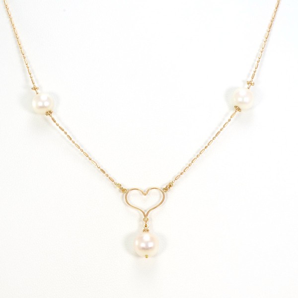 K10 10金 PG ピンクゴールド ネックレス パール(真珠) 約40cm ジュエリー 中古