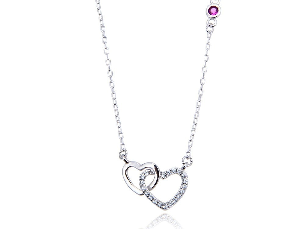 ネックレス レディース 925 ペンダント 一粒 cz シンプル 金属アレルギー対応 ジュエリー アクセサリー ダブルハート SILVER925 プレゼント ギフト カジュアル ブライダル 大