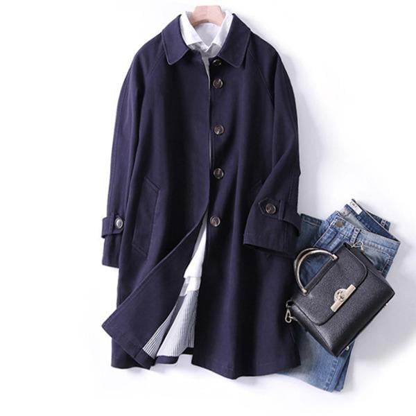 ステンカラーコートレディースロングコートスプリングコートスタイリッシュアウターゆったり秋物カジュアル上品通勤柔らかい無地