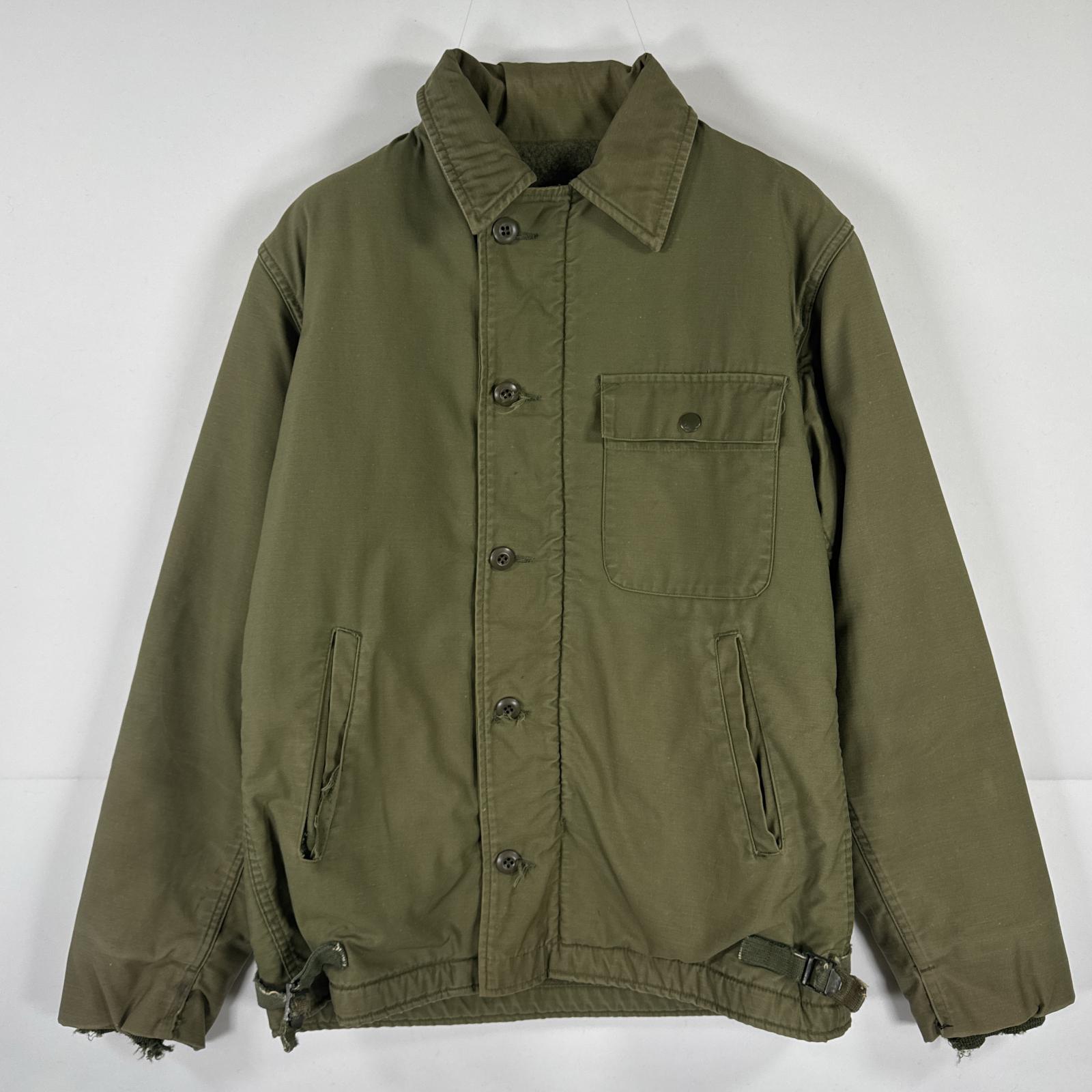 古着 ヴィンテージ ミリタリージャケット A-2 デッキジャケット 米軍 実物 オリーブグリーン メンズ